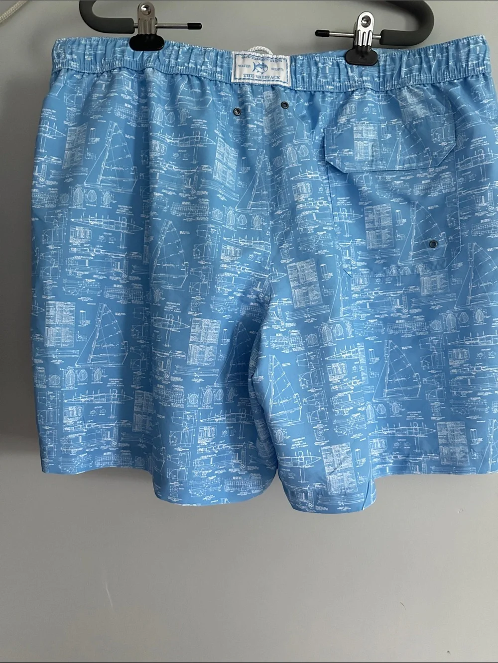 Men's southern tide Light Blue Nautical Print Swim Trunks size XL
